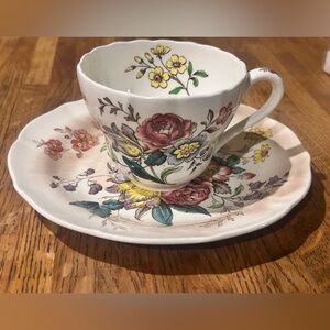 Spode Porcelain Style Gainsborough (Marlborough) Cup and Saucer
